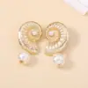 Aretes de Concha de Perla Imitación Moda Playa Transfronteriza Temperamento Vintage Simple Combinables Verano Vacaciones