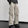 Primavera de 2024 novo calça de trabalho americana de alta rua com amarração no tornozelo masculina moda retrô marca calça pantalona varrendo loja de peça única