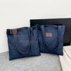 Mochila escolar jeans para estudantes, bolsa grande de capacidade, bolsa tote feminina de axila, novo estilo 2025, bolsa de ombro de lona para deslocamento diário
