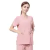 Dropshipping Transfronterizo Uniforme de Trabajo Elástico de Doctor Uniforme de Enfermera de Manga Corta Parte Superior de Hospital de Belleza Ropa de Lavado de Manos para Quirófano de Mujeres
