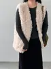 Chaleco Ecológico de Lana de Cordero Estilo Coreano Jiangzuo para Mujer, Abrigo Holgado Elegante con Piel Integrada para Invierno 25880