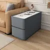 Mesa auxiliar para sofá hecha de madera maciza, moderna y sencilla, con mesa auxiliar de losa de roca, mesa auxiliar de lujo ligero para sala de estar, mesa auxiliar móvil con armario de almacenamiento