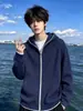 Sudadera con Capucha y Textura de Waffle cleanfit para Hombre Otoño Adolescente Estilo de Alta Gama Atrevido Guapo Chaqueta Deportiva Ropa de Abrigo