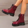 Botas de plataforma estilo británico con detalles de hebilla, colección otoño 2026, orientadas a la exportación, con remaches, disponibles en tallas grandes, Botas Martin transfronterizas para mujer
