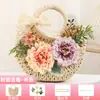 Bolso Tejido de Paja Floral Hecho a Mano para DIY con Materiales de Flores Artificiales, Bolso de Mano para Actividades de Team Building y Calentamiento, Bolso de Mano Pequeño