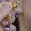 Hebilla de Oreja Cuadrada Geométrica de Cristal Diamante Super Brillante Estilo Coreano Moda Elegante Lujo Ligero Sensación de Alta Gama Atmosférico Exquisito Accesorios para Oreja