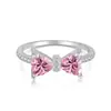 Anillo Rosa con Forma de Corazón de Plata de Ley 925 para Mujer, Estilo Ins Transfronterizo, con Diamante Rosa, Anillo de Diamante de Alto Carbono Súper Brillante, Anillo de Boda Europeo y Americano