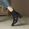 Botines Chelsea para Mujer Chuyuji con Tacón Grueso, Botines Individuales de Primavera y Otoño, Punta Cuadrada Retro Francesa, Botines de Tobillo con Tacón Alto Nuevos de Otoño e Invierno