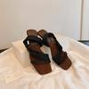 Sandálias Flip-Flop Elegantes e Simples Estilo Coreano 2026 para Mulheres, Sandálias Romanas de Verão com Salto Grosso e Dedos Separados, Chinelos Meio Sapato para Mulheres
