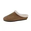 Chinelos peludos femininos para uso externo, outono de 2026, novos e versáteis, de pelúcia, slip-on, planos e preguiçosos, chinelos de algodão Birkenstock