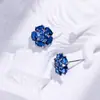 Qingxing O Flor Fresh S925 Sterling agulha de orelha de prata AAA Classe 5# Brincos Corundum vermelho moda OL Ruby brincos