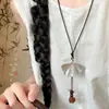 Collar con Borla de Hoja de Ginkgo Estilo Chino para Mujer Verano Diseño Antiguo Cordón Cadena de Suéter Accesorios Decoración Versátil Diaria