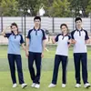 Conjunto de uniforme escolar de verano para estudiantes de secundaria, atuendos de pareja de algodón de manga corta para niños y niñas, uniforme de clase deportivo de dos piezas para escuela secundaria y primaria