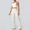 Conjunto Esportivo para Mulheres - Sutiã Esportivo Cross-Border à Prova de Choque, Calça Wide-Leg de Cintura Alta com Sensação de Segunda Pele para Yoga, Corrida e Fitness
