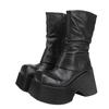 Botas para Mujer Otoño e Invierno 2025 Nuevas de Cuero Genuino Retro Hechas a Mano Pequeñas Fruncidas Completamente de Cuero Ligeras de Suela Gruesa Botas de Media Pantorrilla