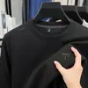 Sudadera con cuello redondo para hombre, algodón de alta calidad, nueva moda casual de otoño, camiseta base holgada de manga larga
