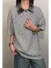 Camisa Polo Masculina de Manga Curta com Patchwork Xadrez Estilo Americano Falsa Duas Peças Ombro Normal Camiseta Camada Interna Cleanfit com Design de Manga Meia