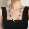 Collar Guofeng Vintage Niche de alta gama con imitación de perla de Tahití verde pavo real Morandi, diseño de cadena de clavícula con sentido