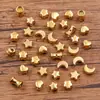 1 6 Accesorios de acero inoxidable DIY luna estrella de cinco puntas flor cuentas espaciadoras cuentas de amor con cuentas