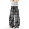 Pantalones de cuadros curvos de verano relajados y casuales transfronterizos para hombres y mujeres, diseño americano, pantalones largos casuales sueltos y fluidos