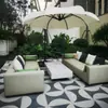 Sofá de Exterior, Muebles de Cuero Estilo Italiano para Zonas de Villa, Sofá de Esquina Combinado Grande de Piso Plano de Diseñador, Muebles de Sofá de Cuero para Hotel y Yates