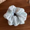 Goma para el pelo de cuadros frescos estilo pastoral, accesorio para coleta de verano para mujer con un toque de alta gama