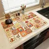 Estilo Americano Encimera de Cocina Alfombrilla Absorbente de Cuero Alfombrilla Drenante para Fregadero Baño Dibujos Animados Protección de Encimera para Grifo