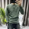 Suéter Masculino de Cor Sólida Outono e Inverno Novo Slim Fit Gola Redonda Malha Simples Tendência Jovem Malha de Manga Longa Inverno