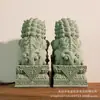 Ornamento Criativo de Leão em Arenito Verde Esculpido Estilo Chinês para Pátio, Entrada de Casa, Mesa de Trabalho, Animal de Chá e Decoração de Mesa de Chá