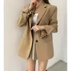 Blazer holgado versátil retro chic coreano de talla actualizada para mujer, nuevo top básico de color liso para otoño