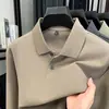 26 Novas Camisas Polo Masculinas de Algodão Mercerizado 100% de Alta Qualidade, Manga Longa, Cor Sólida, Gola Lapela, Casual para Primavera e Outono, Roupa de Pai