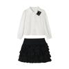 Conjunto de Saia Curta para Meninas, Novo Estilo Outono 2026, Estilo Coreano Primavera e Outono Infantil, Conjunto de Duas Peças Muito Bonito de Blusa e Saia Bolo