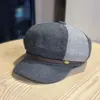 Boina octogonal de cuero artístico vintage con hebilla para mujer, elegante y versátil, hace que la cara se vea más pequeña, gorra de repartidor de pintor