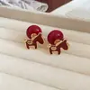 Aguja de Plata Estilo Chino Nuevo Zirconio Moneda de Cobre Año del Zodiaco Caballo Pendientes Nicho Pendientes de Alta Gama Pendientes de Moda de Lujo Ligero para Mujeres