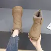 Botas de neve femininas populares para o inverno 2026, novo estilo, sola plana, forradas com fleece, espessadas, sapatos de algodão nordestinos, impermeáveis, antiderrapantes, botas curtas quentes