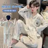Pijama infantil para outono e inverno, imitação de algodão, de manga comprida, para meninos mais velhos, novo modelo 2026, roupa de casa para adolescentes e meninos, estilo outono