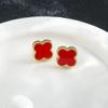 Novo aço titânio não desbota trevo de quatro folhas brincos fritilários personalidade da moda coreana em Net vermelho treme com brincos