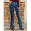 Detalles de bordado floral europeo y americano transfronterizo, pantalones de campana, jeans elásticos, artículo de moda, estilo casual versátil