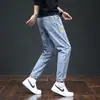 Jeans de marca de moda para hombre de primavera y otoño, nuevo corte holgado, que realzan la altura, cómodos para la primavera, estilo harén, con puños, pantalones largos de trabajo