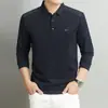 Camisa polo de alta calidad de tejido air-layer con manga larga para hombre, nueva colección otoño 2026, elegante y casual con un diseño de cuello clásico