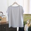 Gabinete Japonés Original Cuello Simple Algodón de Xinjiang Algodón Cómodo Hombro Delgado Manga Corta Holgado Casual Camiseta Top