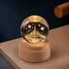 Madera Maciza Bola de Cristal Giratoria Luz de Noche Cielo Estrellado Adorno de Escritorio Creativo Artesanía Temporada de Graduación Regalo Personalizado
