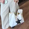 Bolso de hombro de lona con estampado de estrellas de gran capacidad, nuevo bolso tote casual para mujer, bolso de mano para compras, comercio exterior transfronterizo