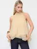 Chic Casual Versátil Petite Dulce Estilo Verano Mujer Blusa de Gasa, Adelgazante con Volantes Estilo Francés Halter