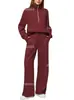 Moda Otoño Invierno 2023 Amazon AliExpress estación independiente suéter de manga larga de color liso + traje de pantalones traje para mujer