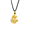 Collar del zodíaco del dragón del año del dragón 2024 dragón francés antiguo chapado en oro arena de alta calidad chapado 24k dorado otoño invierno cuerda negra colgante de dragón