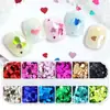 Lentejuelas para Decoración de Uñas Japonesas y Coreanas con Forma de Corazón de Dopamina de 12 Compartimentos, Pegatinas Mixtas de Corazones Coloridos, Decoraciones de Uñas Portátiles DIY Resina