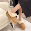 Botas de nieve peludas de suela gruesa para mujer, otoño e invierno 2023, nuevas botas casuales de pan, forradas con vellón, gruesas y cálidas, con acolchado de algodón.