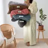 Conjunto de Pijama para Mujer Transfronterizo, Cardigán Largo Grueso de Coral Fleece Espeso para Invierno, Ropa de Casa de Franela que se Puede Usar Afuera