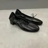 Zapatos de tacón de bloque para mujer de piel de oveja, nueva colección 2026, tacones altos clásicos y elegantes con lazo, bailarinas de cuero suave